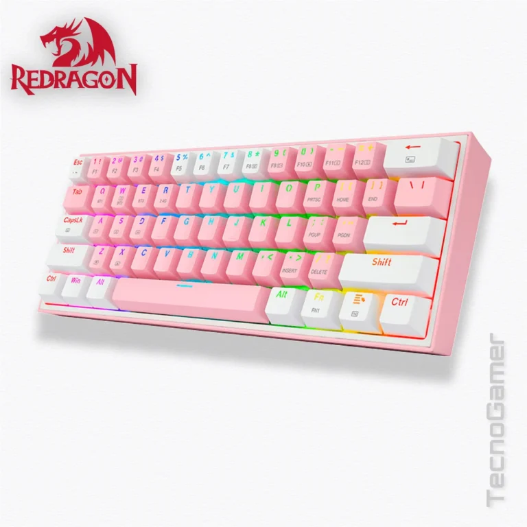 Teclado REDRAGON FIZZ PRO PINK/WHITE RGB WIRELESS