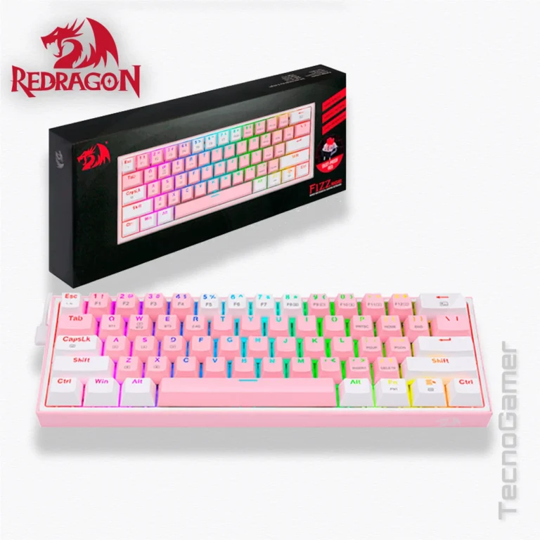 Teclado REDRAGON FIZZ PRO PINK/WHITE RGB WIRELESS