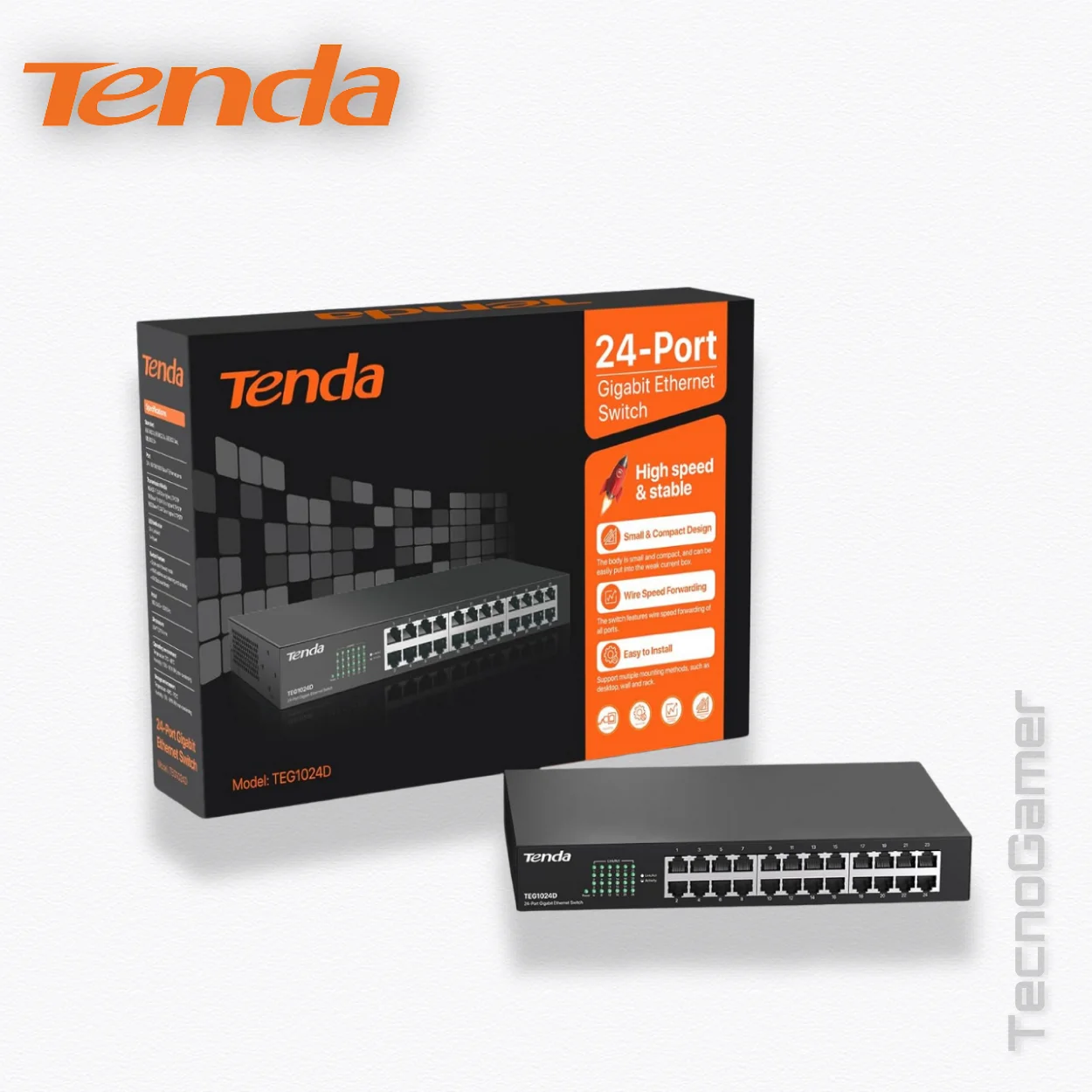 Switch Tenda TEG1024D 24 PUERTOS GIGABIT METALICO DESKTOP/RACKEABLE - Imagen 4