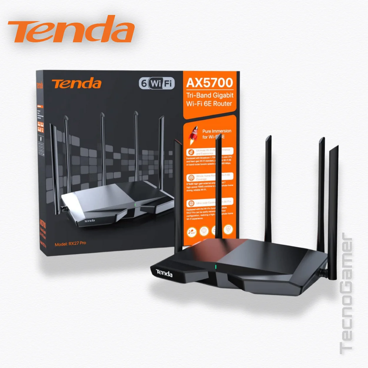 Router Tenda TX27PRO,5 ANTENAS,AX5700,TRIBAND GIGABIT WIFI 6E - Imagen 4