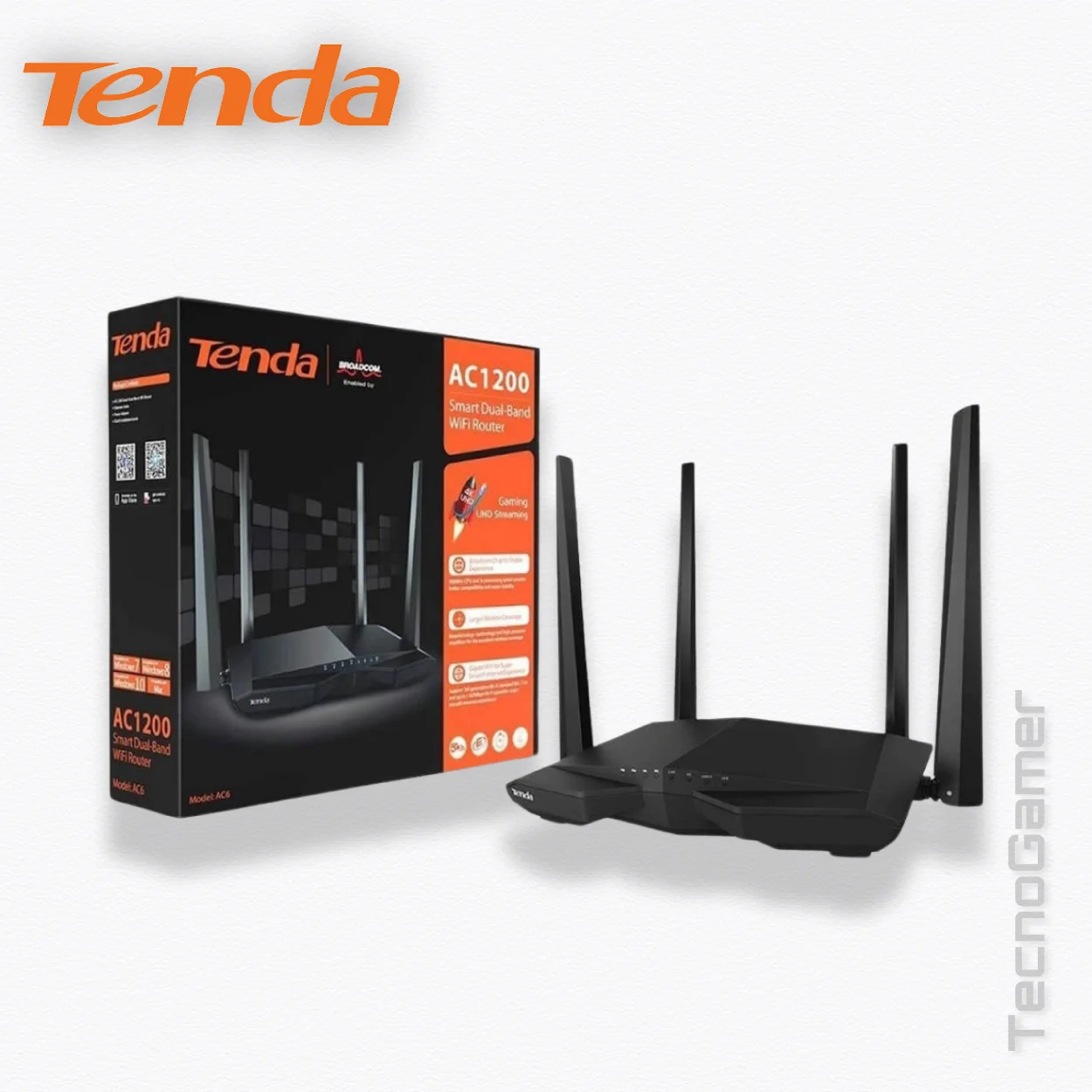 Router Tenda AC6 4 ANTENAS DUAL BAND AC1200 900MHZ BEAMFO - Imagen 3