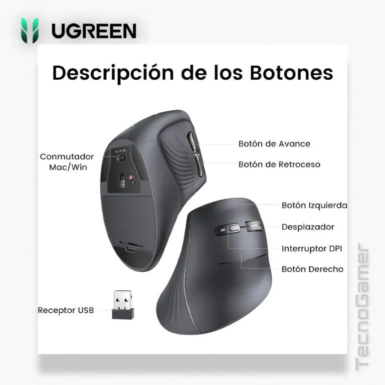 Mouse Ugreen MU008 Dual Mode Ergonomico