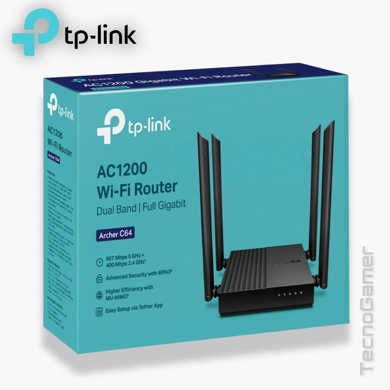Router Tplink Archer C64, 4 ANT DUAL BAND AC1200 - Imagen 4