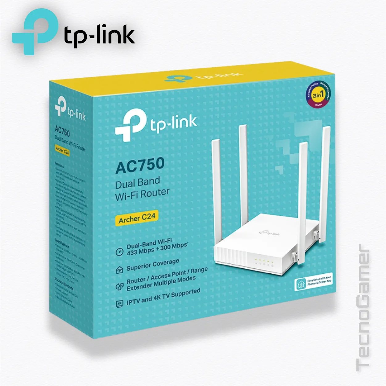 Router Tplink Archer C24, 4 ANT DUAL BAND AC750 (Multimodo 3 en 1) - Imagen 4