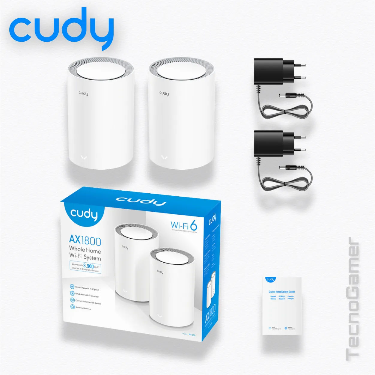 WiFi_Mesh CUDY M1800,2-PACK,WHOLE HOME-MESH AX1800 WIFI6 - Imagen 3