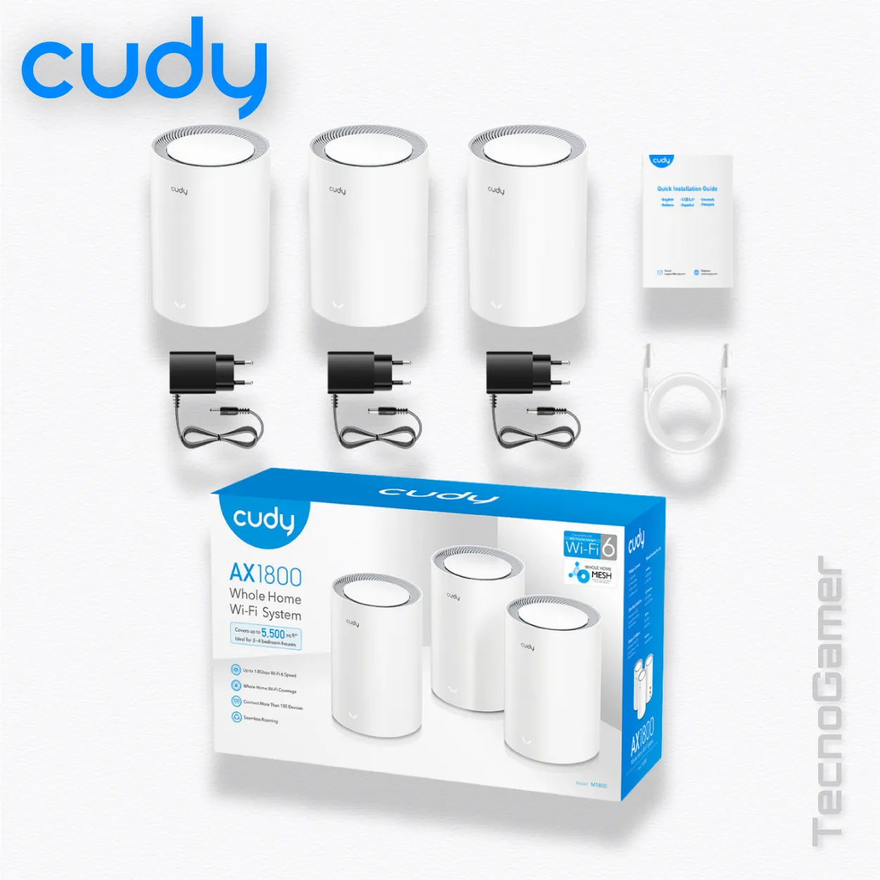 WiFi_Mesh CUDY M1800,3-PACK,WHOLE HOME-MESH AX1800 WIFI6 - Imagen 3
